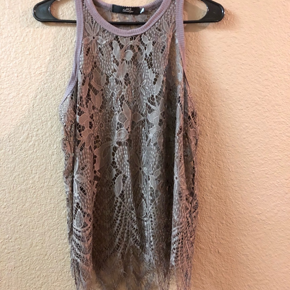 BKE lace grey/brown tank top.